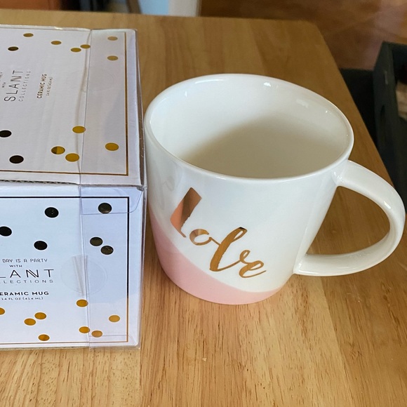 SLANT Girlfriend Ceramic Mug - Flared “LOVE” White with Pink & Gold 14oz. - Picture 5 of 5